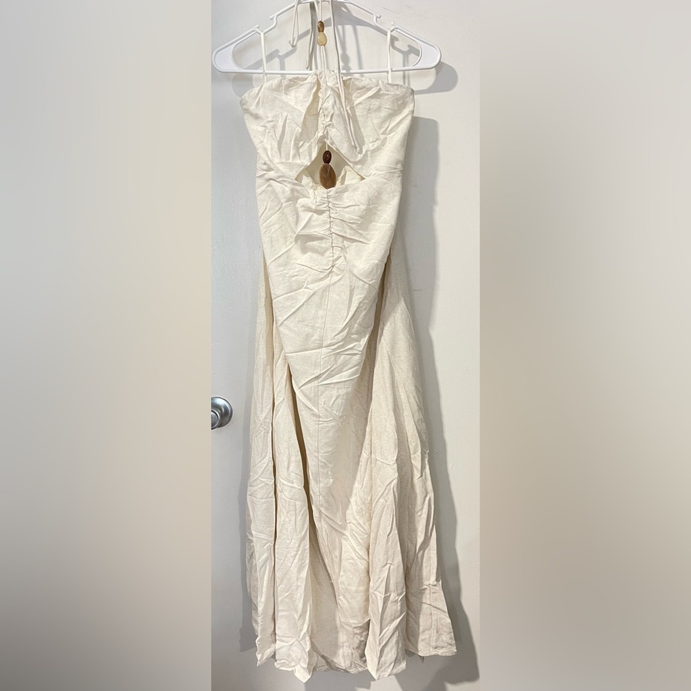 Elegant Cream Strapless Maxi Dress - Picture 8 of 13